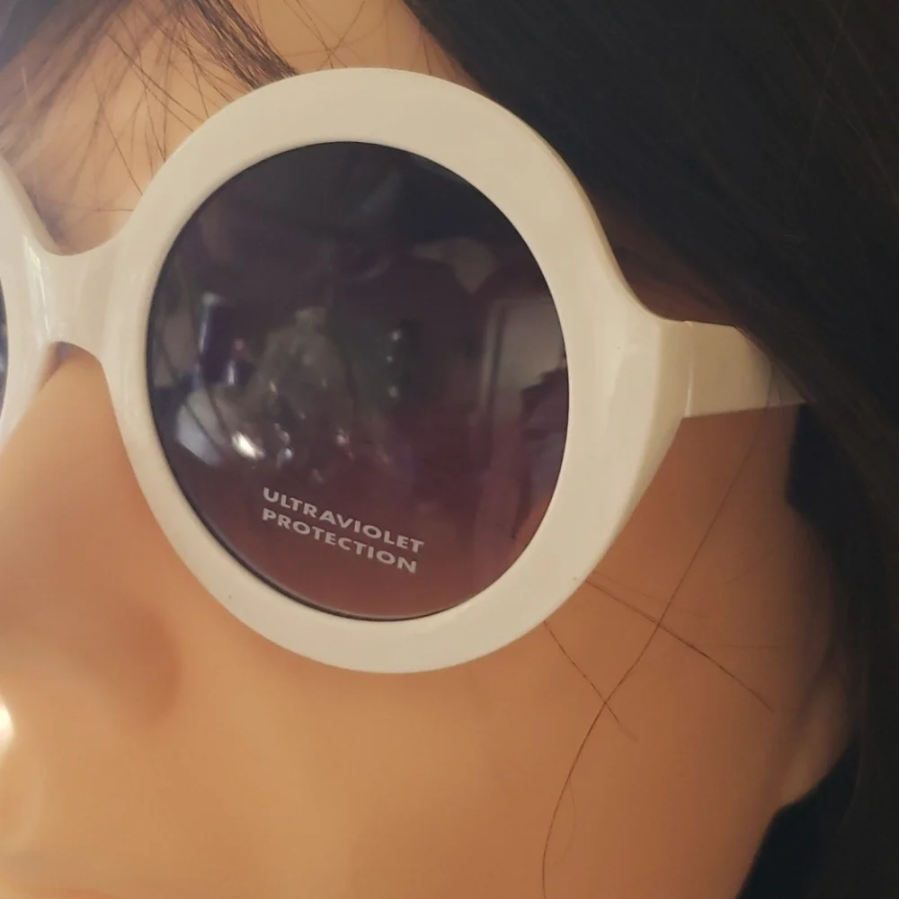 White round fashion sunglasses Unisex-OSFA